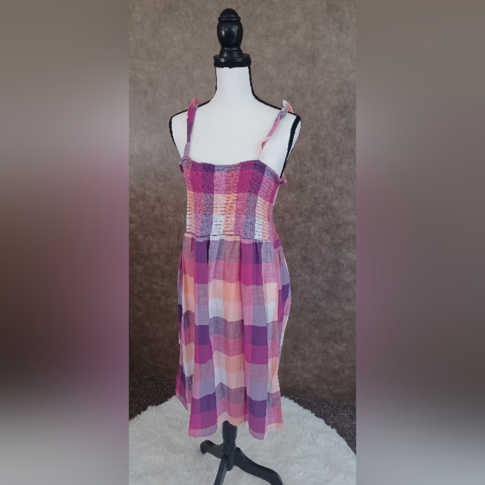 Women's Multicolor Plaid Midi Sundress By Faded Glory Size 14